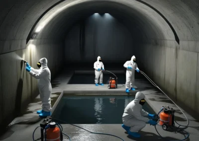 Beton su deposu içinde yapılan su deposu temizleme ve klorlama işlemiyle sağlanan hijyenik temizlik ortamı