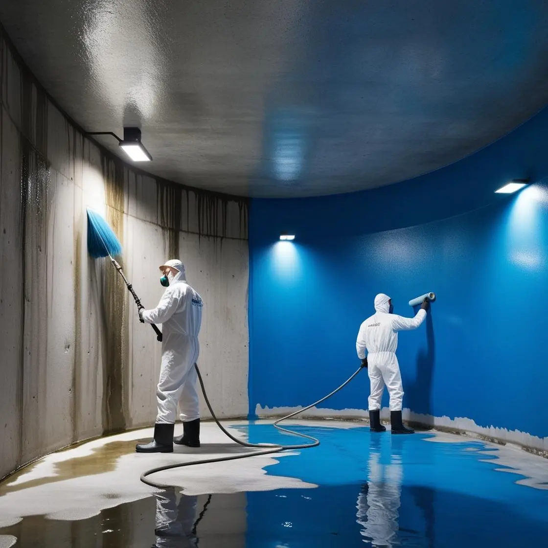 Su Deposu Temizliği ve İçme Suyuna Uygun İzolasyon Uygulaması Temizlik sonrası iç yüzey izolasyonu ile maksimum hijyen ve uzun ömürlü sızdırmazlık